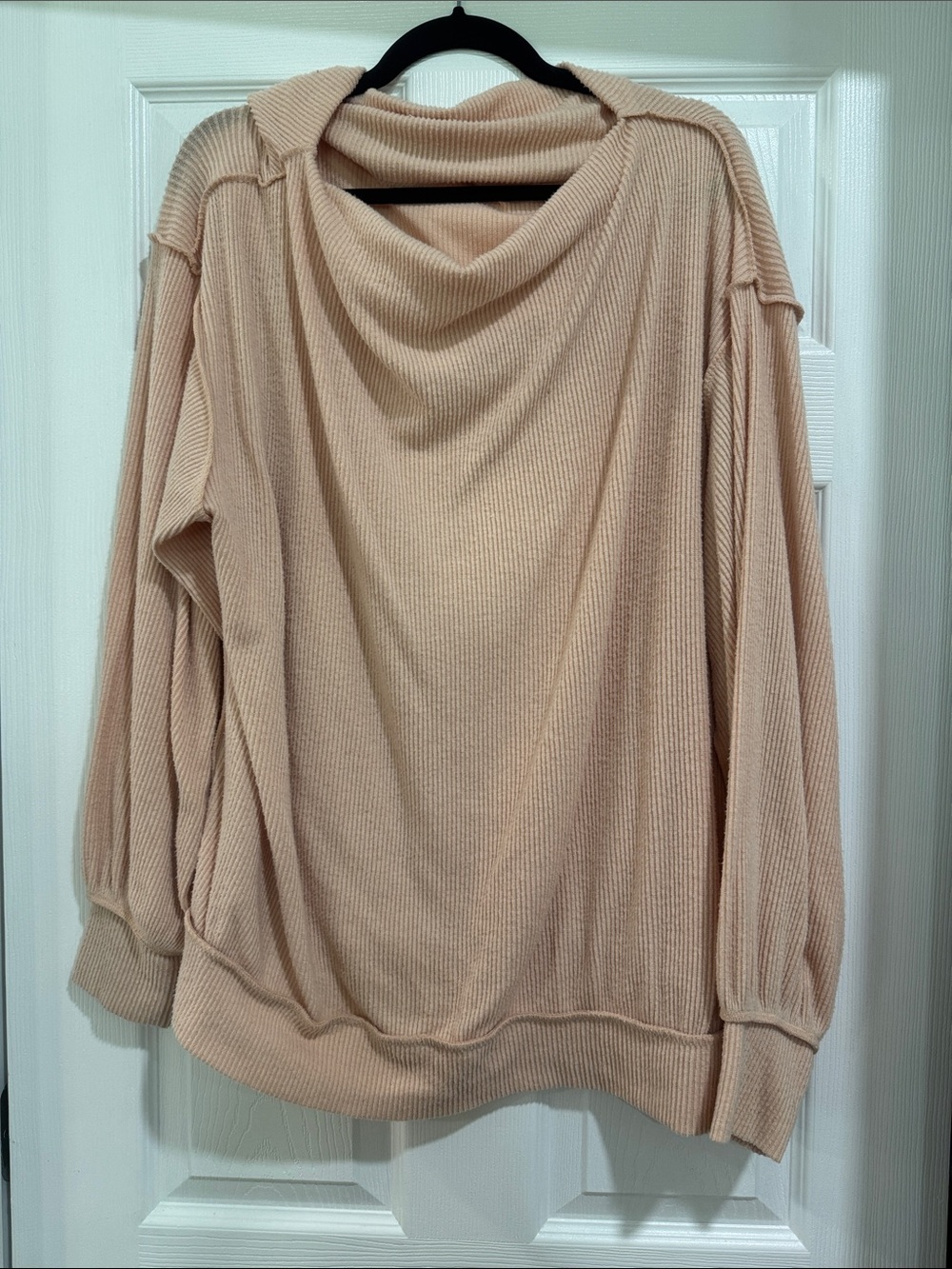 Free People Cozy Draped Cowl Neck Sweater - Peachy Beige